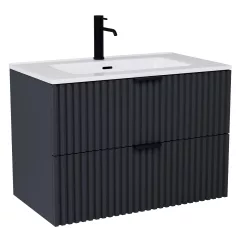   HD Ravello Matt Antracit 60/80 fali mosdószekrény matt fekete fogantyúkkal