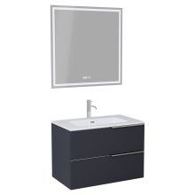 HD Cremona Matt Antracit 60 komplett fürdőszoba bútor fali mosdószekrénnyel, fényes króm fogantyúkkal és tükörrel