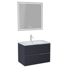 HD Cremona Matt Antracit 60 komplett fürdőszoba bútor fali mosdószekrénnyel, szálcsiszolt króm fogantyúkkal és tükörrel