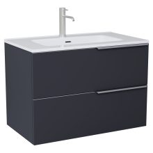 HD Cremona Matt Antracit 60 komplett fürdőszoba bútor fali mosdószekrénnyel, szálcsiszolt króm fogantyúkkal és tükörrel