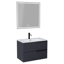 HD Cremona Matt Antracit 60/80 komplett fürdőszoba bútor fali mosdószekrénnyel, matt fekete fogantyúkkal és tükörrel