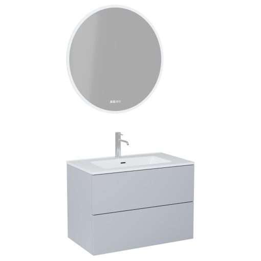 HD Aria Pro Fume Grey 60 komplett fürdőszoba bútor fali push-to-open mosdószekrénnyel és tükörrel