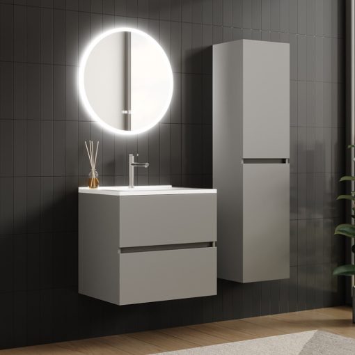 HD Aria Fume Grey 60/80/100/120 komplett fürdőszoba bútor fali mosdószekrénnyel és tükörrel