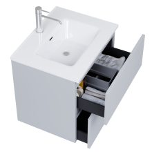 HD Aria Pro Fume Grey 60 komplett fürdőszoba bútor szett fali push-to-open mosdószekrénnyel, tükörrel és magasszekrénnyel