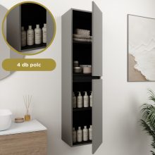 HD Aria Pro Fume Grey 60 komplett fürdőszoba bútor szett fali push-to-open mosdószekrénnyel, tükörrel és magasszekrénnyel