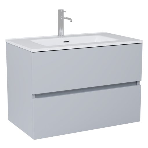 HD Aria Fume Grey 60/80/100/120 komplett fürdőszoba bútor szett fali mosdószekrénnyel, tükörrel és magasszekrénnyel