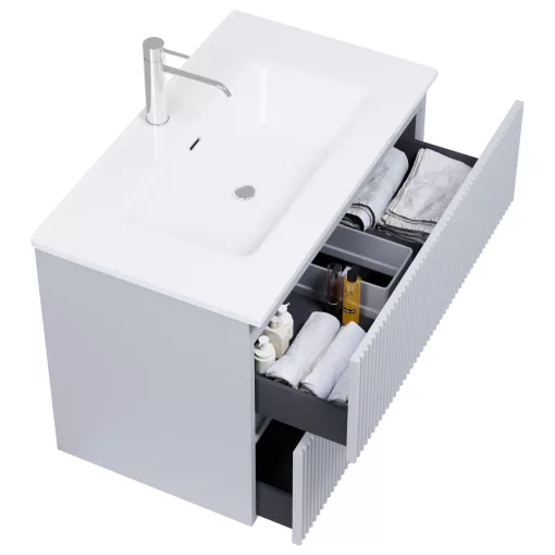 HD Ravello Pro Fume Grey 60 fali mosdószekrény, push-to-open mechanizmussal