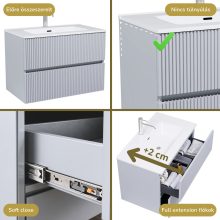 HD Torino Fume Grey 60/80 komplett fürdőszoba bútor fali mosdószekrénnyel és tükörrel