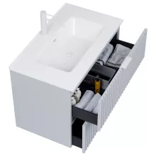 HD Ravello Fume Grey 60 fali mosdószekrény matt fehér fogantyúkkal