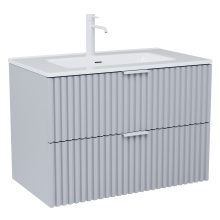 HD Ravello Fume Grey 60 komplett fürdőszoba bútor fali mosdószekrénnyel, matt fehér fogantyúkkal és tükörrel