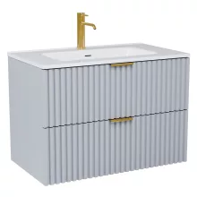 HD Ravello Fume Grey 60 fali mosdószekrény szálcsiszolt arany fogantyúkkal