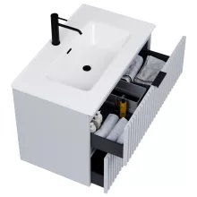 HD Ravello Fume Grey 60/80 fali mosdószekrény matt fekete fogantyúkkal