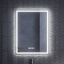 HD Ravello Fume Grey 60/80 komplett fürdőszoba bútor szett fali mosdószekrénnyel, matt fekete fogantyúkkal, tükörrel és magasszekrénnyel