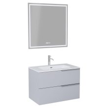 HD Cremona Fume Grey 60 komplett fürdőszoba bútor fali mosdószekrénnyel, fényes króm fogantyúkkal és tükörrel