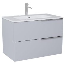 HD Cremona Fume Grey 60 komplett fürdőszoba bútor szett fali mosdószekrénnyel, fényes króm fogantyúkkal, tükörrel és magasszekrénnyel