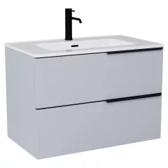   HD Cremona Fume Grey 60/80 fali mosdószekrény matt fekete fogantyúkkal