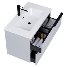 HD Cremona Fume Grey 60/80 fali mosdószekrény matt fekete fogantyúkkal