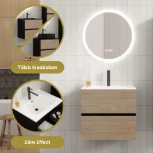 HD Aria Pro Black-Oak 60 fali mosdószekrény, push-to-open mechanizmussal