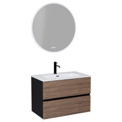   HD Aria Black-Oak 60/80/100/120 komplett fürdőszoba bútor fali mosdószekrénnyel és tükörrel