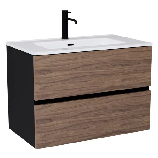 HD Aria Black-Oak 60/80/100/120 komplett fürdőszoba bútor fali mosdószekrénnyel és tükörrel