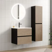 HD Aria Black-Oak 60/80/100/120 komplett fürdőszoba bútor fali mosdószekrénnyel és tükörrel