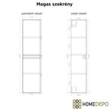 HD Aria Pro Black-Oak 60 komplett fürdőszoba bútor szett fali push-to-open mosdószekrénnyel, tükörrel és magasszekrénnyel