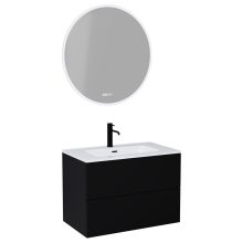 HD Aria Pro Black 60 komplett fürdőszoba bútor fali push-to-open mosdószekrénnyel és tükörrel