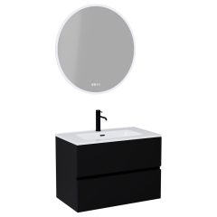   HD Aria Black 60/80/100/120 komplett fürdőszoba bútor fali mosdószekrénnyel és tükörrel