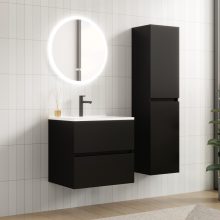 HD Aria Black 60/80/100/120 komplett fürdőszoba bútor fali mosdószekrénnyel és tükörrel