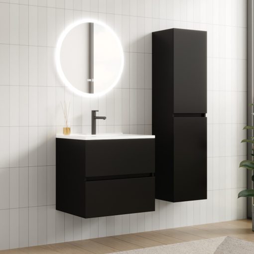 HD Aria Black 60/80/100/120 komplett fürdőszoba bútor fali mosdószekrénnyel és tükörrel