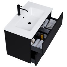 HD Aria Black 60/80/100/120 komplett fürdőszoba bútor szett fali mosdószekrénnyel, tükörrel és magasszekrénnyel