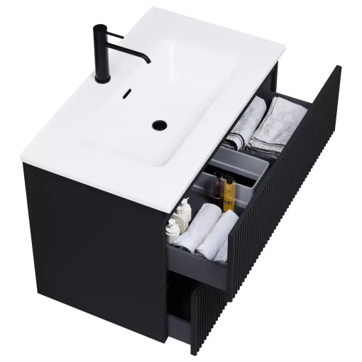 HD Ravello Pro Matt Black 60 fali mosdószekrény, push-to-open mechanizmussal