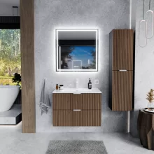 HD Ravello Black-Oak 60 fali mosdószekrény matt fehér fogantyúkkal
