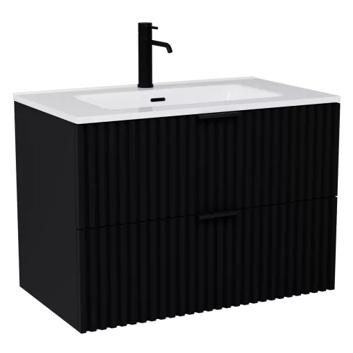 HD Ravello Matt Black 60/80 fali mosdószekrény matt fekete fogantyúkkal