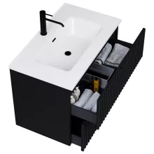 HD Ravello Matt Black 60/80 fali mosdószekrény matt fekete fogantyúkkal