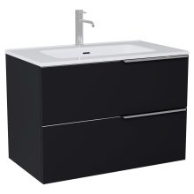 HD Cremona Matt Black 60 komplett fürdőszoba bútor szett fali mosdószekrénnyel, fényes króm fogantyúkkal, tükörrel és magasszekrénnyel