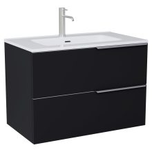 HD Cremona Matt Black 60 komplett fürdőszoba bútor szett fali mosdószekrénnyel, szálcsiszolt króm fogantyúkkal, tükörrel és magasszekrénnyel