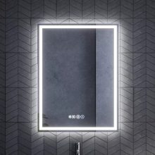 HD Cremona Matt Black 60 komplett fürdőszoba bútor fali mosdószekrénnyel, matt fehér fogantyúkkal és tükörrel