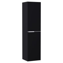 HD Cremona Matt Black 60 komplett fürdőszoba bútor szett fali mosdószekrénnyel, matt fehér fogantyúkkal, tükörrel és magasszekrénnyel