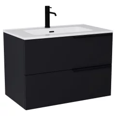   HD Cremona Matt Black 60/80 fali mosdószekrény matt fekete fogantyúkkal