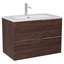 HD Cremona Matt Hazel 80 komplett fürdőszoba bútor szett fali mosdószekrénnyel, fényes króm fogantyúkkal, tükörrel és magasszekrénnyel