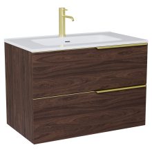 HD Cremona Matt Hazel 80 fali mosdószekrény szálcsiszolt arany fogantyúkkal