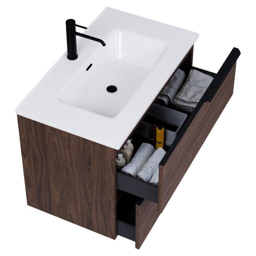 HD Cremona Matt Hazel 80 fali mosdószekrény matt fekete fogantyúkkal