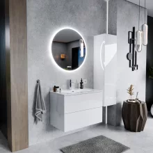 HD Aria Pro Lacquer White 80 fali mosdószekrény, push-to-open mechanizmussal