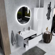 HD Aria Pro Lacquer White 80 fali mosdószekrény, push-to-open mechanizmussal