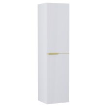 HD Cremona Lacquer White 80 komplett fürdőszoba bútor szett fali mosdószekrénnyel, szálcsiszolt arany fogantyúkkal, tükörrel és magasszekrénnyel