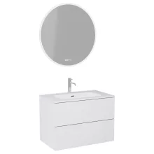 HD Aria Pro Silk Matt White 80 komplett fürdőszoba bútor fali push-to-open mosdószekrénnyel és tükörrel