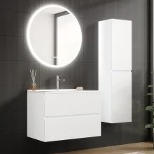 HD Aria Silk Matt White 80 komplett fürdőszoba bútor fali mosdószekrénnyel és tükörrel