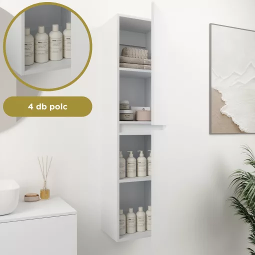 HD Aria Pro Silk Matt White 80 komplett fürdőszoba bútor szett fali push-to-open mosdószekrénnyel, tükörrel és magasszekrénnyel
