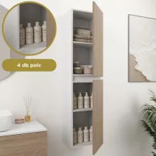 HD Aria Pro Silk Matt White-Oak 80 komplett fürdőszoba bútor szett fali push-to-open mosdószekrénnyel, tükörrel és magasszekrénnyel